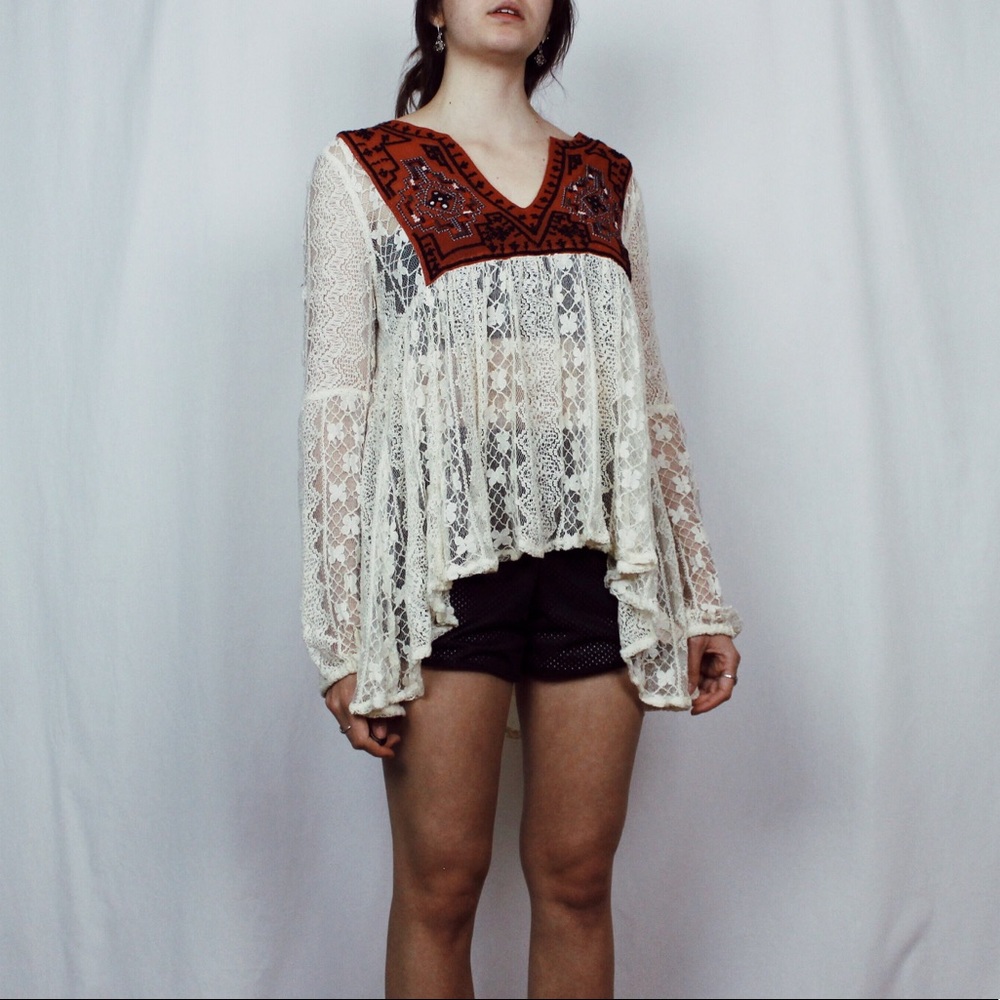 White Lace Flowy Blouse